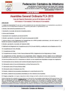 Asamblea General Ordinaria FCA @ Casa del Deporte, Santander